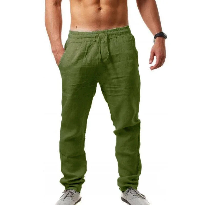 baggy pants Men's ropa hombre Cotton Linen Casual Pants Breathable Trousers Fitness Streetwear Clothing Jogging spring Summer